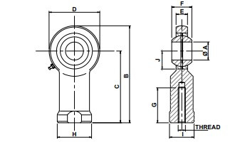 Threaded Female Rod End. ISO 12240-4.